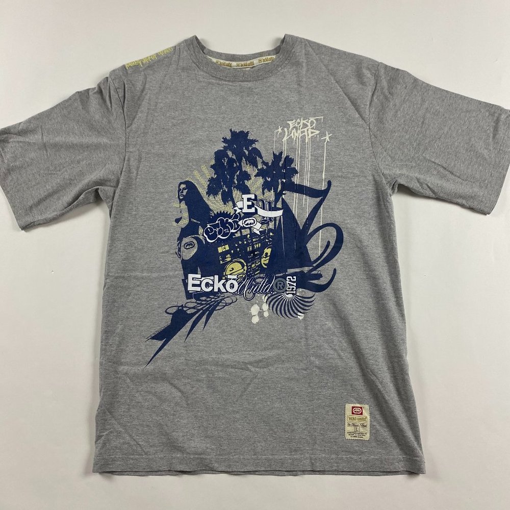Vintage Y2K Ecko Unltd T Shirt Mens Large Gray